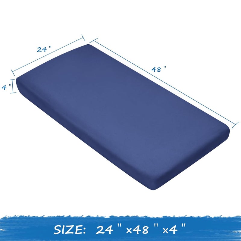 Coldwind Nap Mat Sheet 2 Pack 24 x 48 x 4 Fitted Elastic Corners Preschool Day Care Rest Nap Mat Cover Soft  Breathable Baby Sheets for Regalo My Cot Portable Toddler Bed and Joovy Travel Cot Navy - Image 2