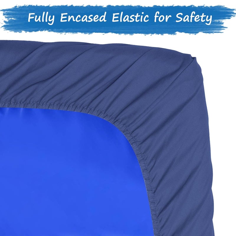 Coldwind Nap Mat Sheet 2 Pack 24 x 48 x 4 Fitted Elastic Corners Preschool Day Care Rest Nap Mat Cover Soft  Breathable Baby Sheets for Regalo My Cot Portable Toddler Bed and Joovy Travel Cot Navy - Image 4