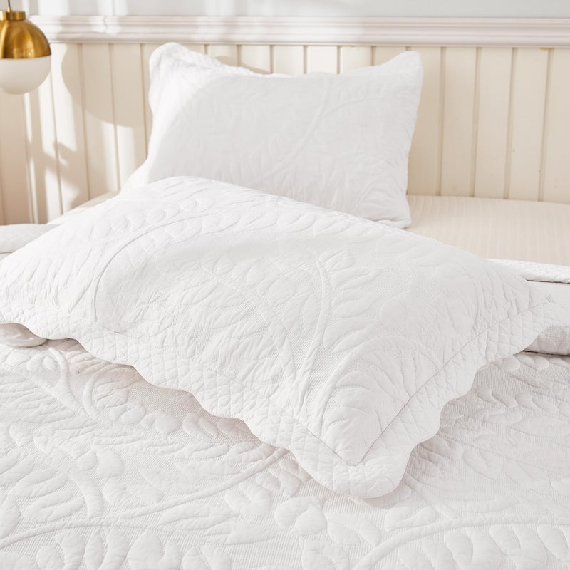 MarCielo 3-Piece 100% Cotton Oversized Bedspread Lightweight Quilt Coverlet Embroidery Farmhouse Bedding Set T0 (Bright White, Oversized Queen (100"x106")) - Image 4