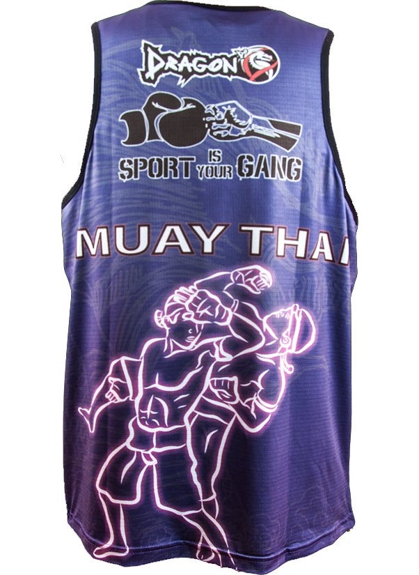 Dragon Muay Thai Federation Logo Digital Printed Undershirt - Blue  - Image 2
