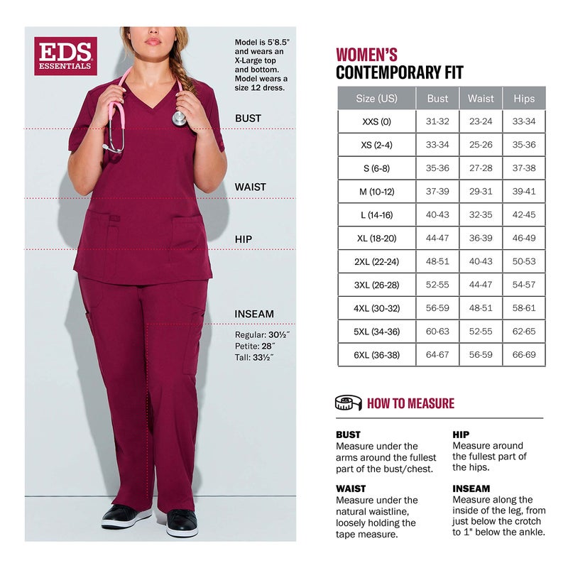 Dickies EDS Essentials Scrubs, V-Neck Womens Tops with Four-Way Stretch and Moisture Wicking DK615, L, Olive - Image 2