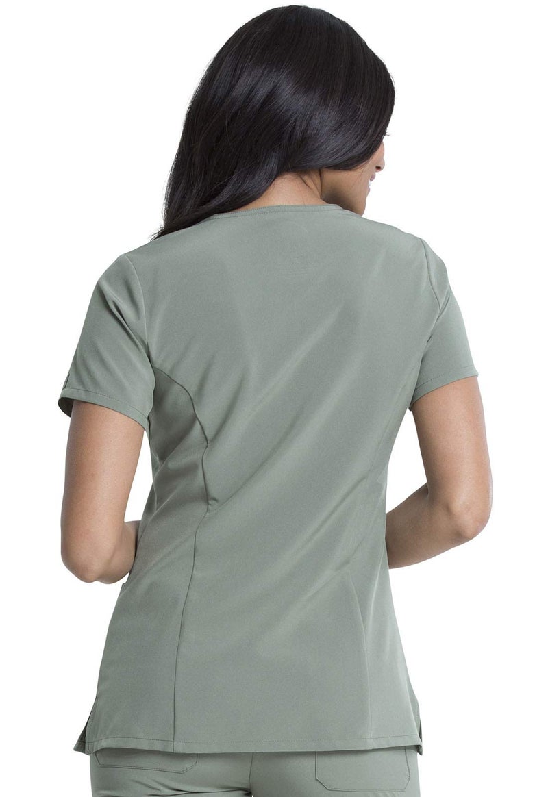 Dickies EDS Essentials Scrubs, V-Neck Womens Tops with Four-Way Stretch and Moisture Wicking DK615, L, Olive - Image 5