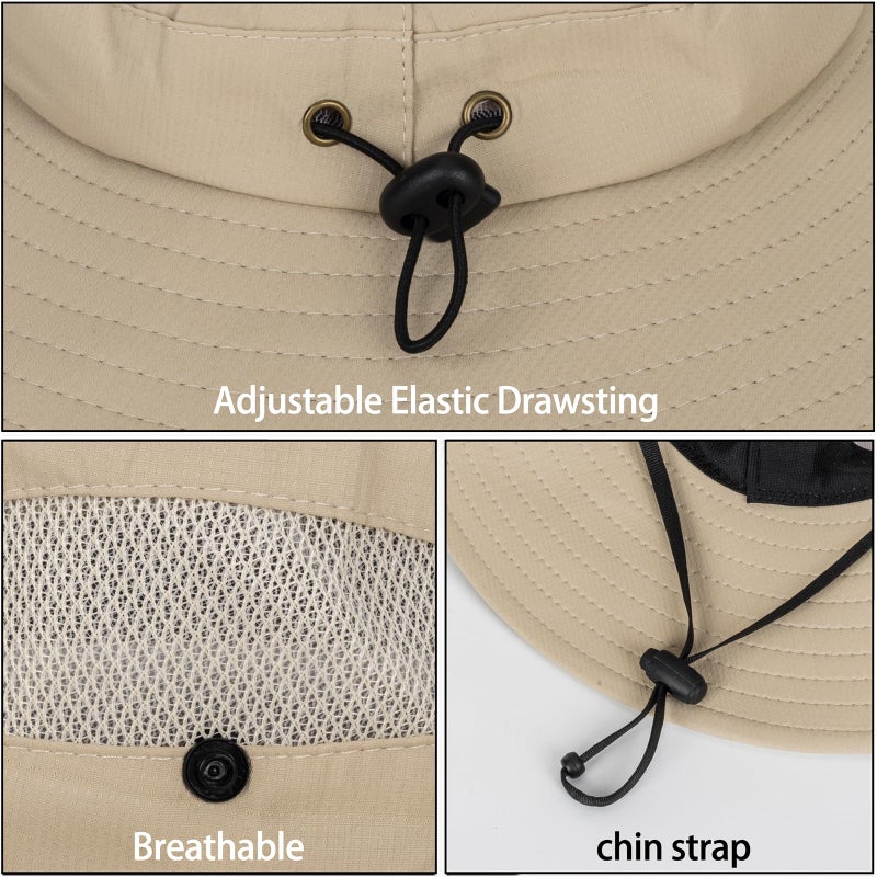 XuoAz Kids Boys Summer Sun Hat - Wide Brim Sun Protection Outdoor Bucket Hat Safari Beach Hat for Boys Girl Teens(for 5-9 Years) Dark Beige - Image 5