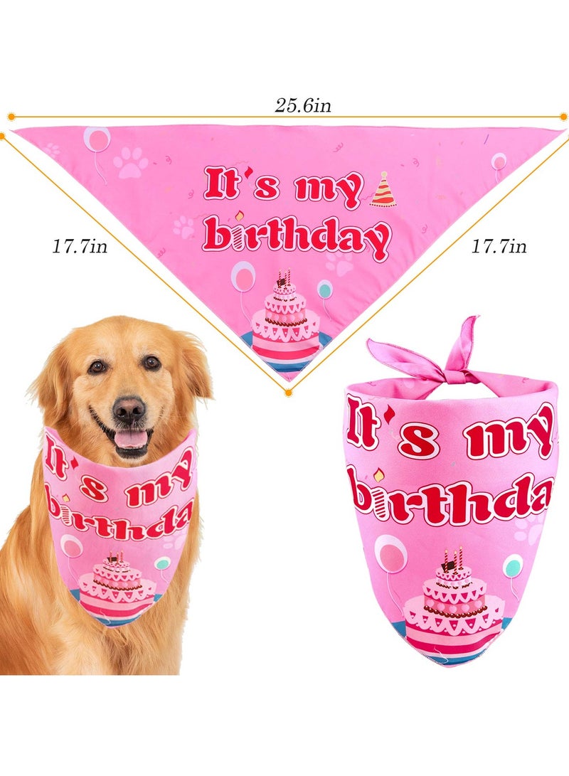 Mordely Dog Birthday Party Supplies - Dog Girl Birthday Bandanas Set with Dog Birthday Hat, Scarf, Birthday Banner, Balloons and Bowtie. Puppy Dog Pals Birthday Party Decorations - Image 2