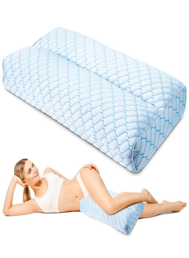 puredown وسادة الركبة من بيورداون للنائمين على الجانب، وسادة رفع الساقين للنوم الجانبي، وسادة بين الساقين لتAlign العمود الفقري، دعم للحمل يخفف الضغط عن الورك والساق ويحسن النوم، أزرق - Image 1