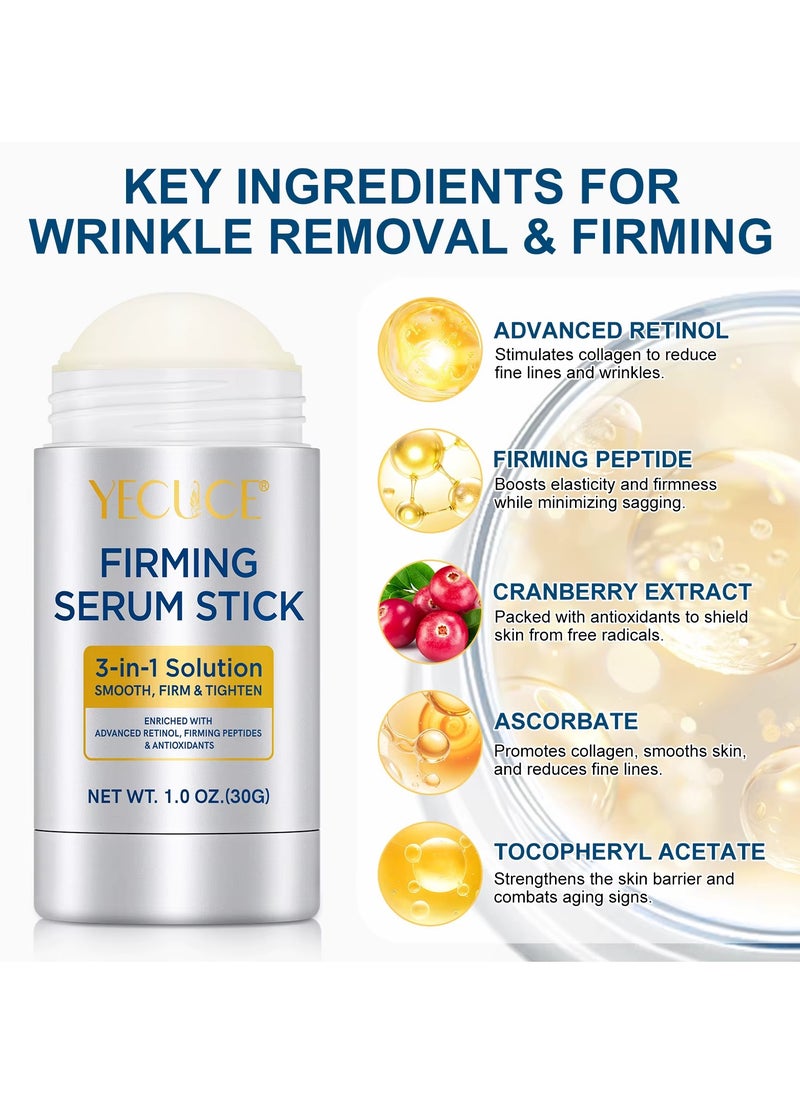 Yecuce Firming Serum Stick with Retinol Peptides and Antioxidants Advanced Retinol Firming Face Stick 3 in 1 Smooth Tighten and Firm Reduces Wrinkles Nourishing Anti Aging Repair Facial Cream 30g  - Image 3