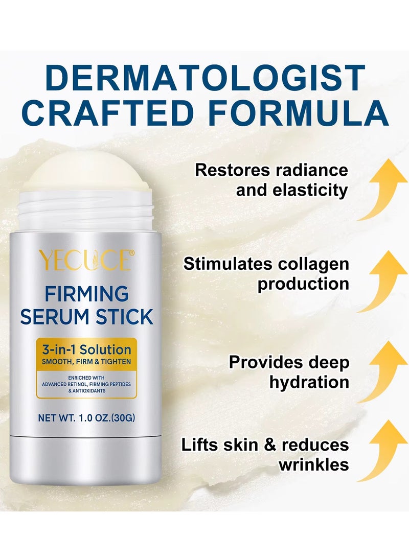 Yecuce Firming Serum Stick with Retinol Peptides and Antioxidants Advanced Retinol Firming Face Stick 3 in 1 Smooth Tighten and Firm Reduces Wrinkles Nourishing Anti Aging Repair Facial Cream 30g  - Image 4