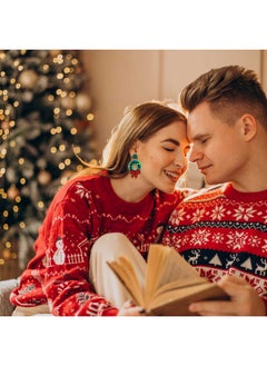 أقراط عيد الميلاد للنساء أقراط من الخرز على شكل شجرة عيد الميلاد على شكل رنة ندفة الثلج أقراط من الشرابة للعطلات هدايا مجوهرات حفلات الكريسماس (إكليل وشرابة)  - Image 3