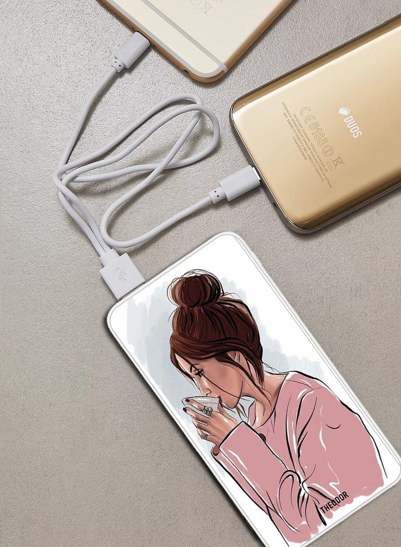 Theodor 10,000 mAh Super Fast Charging Ultra Compact Power Bank with Quick Charge & Power Delivery, Portable Charger For iPhone and Android Girl Drinking Coffee 1 - Image 2