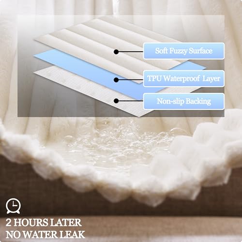 Meider Dual Non-Slip Couch Cover for Dogs Waterproof, Fuzzy Soft Pet Couch Covers for Sofa 3 Cushion, Pet Friendly Soft Dog Bed Covers Sofa Cover Washable (White, 33" x 85" 1 Pack) - Image 3