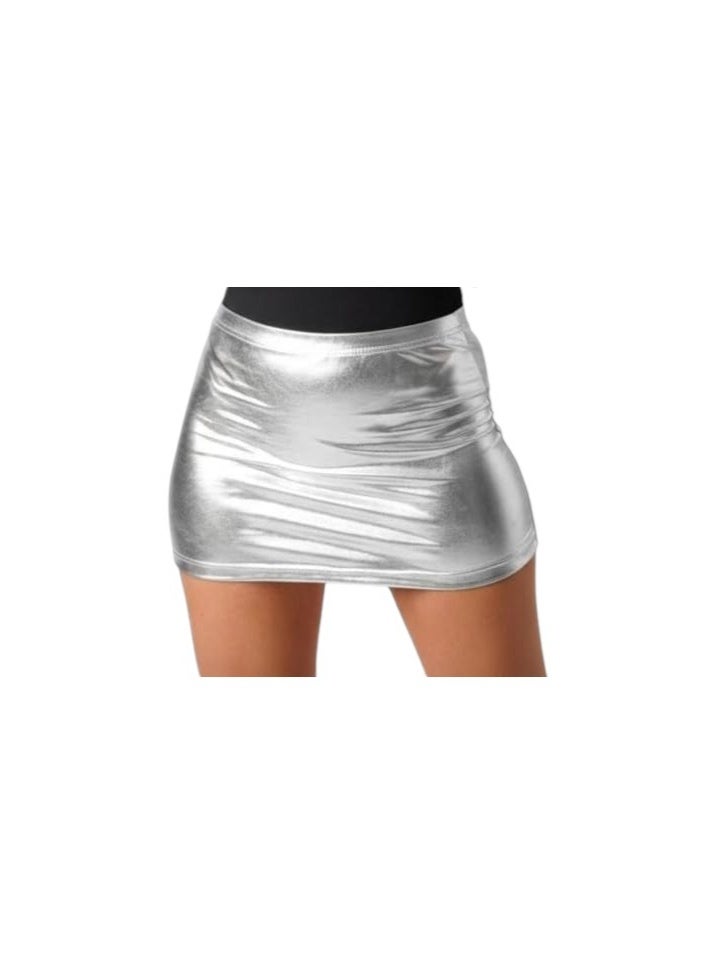 Stylish women's skirt in disco lycra leather, trendy short design - Image 1