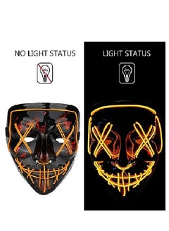 Generic Lizber Halloween Mask, Led Light Up Mask Cosplay Costume with Neon Wire, Scary Hacker Mask for Halloween, Glow in The Dark Mask with 3 Lighting Modes, Glowing Anonymous Mask for Boy Girls Women, orang  - Image 2