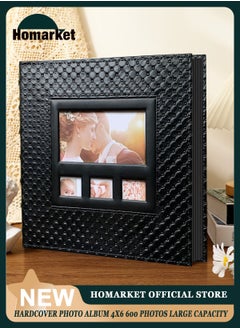 HomarKet Photo Albums for 4x6 Photos Holds 600 Black Pages Large PU Leather Cover Horizontal and Vertical Photos Large Capacity Travel Record Family Album Baby Photo Picture Album  - Image 1