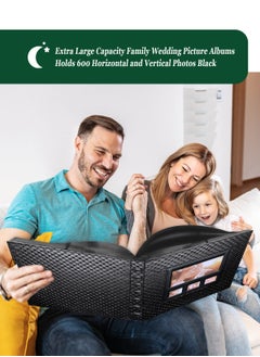 HomarKet Photo Albums for 4x6 Photos Holds 600 Black Pages Large PU Leather Cover Horizontal and Vertical Photos Large Capacity Travel Record Family Album Baby Photo Picture Album  - Image 2