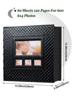 HomarKet Photo Albums for 4x6 Photos Holds 600 Black Pages Large PU Leather Cover Horizontal and Vertical Photos Large Capacity Travel Record Family Album Baby Photo Picture Album  - Image 5