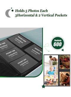 HomarKet Photo Albums for 4x6 Photos Holds 600 Black Pages Large PU Leather Cover Horizontal and Vertical Photos Large Capacity Travel Record Family Album Baby Photo Picture Album  - Image 4
