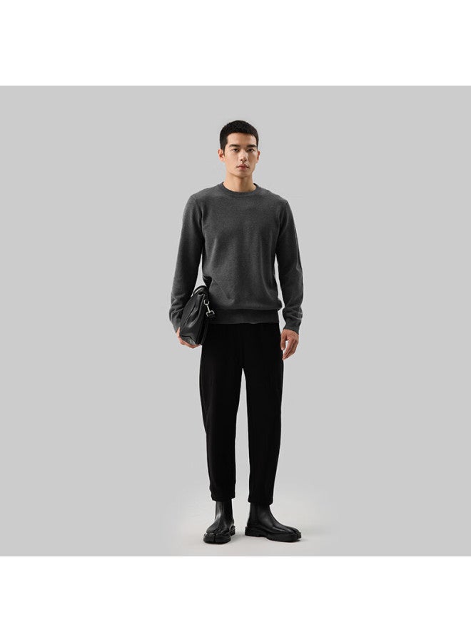Markless Men's Sweater, Autumn And Winter Warm Round Neck Knit Pullover Casual Inner Layer Base Shirt 0710 Gray, L - Image 2