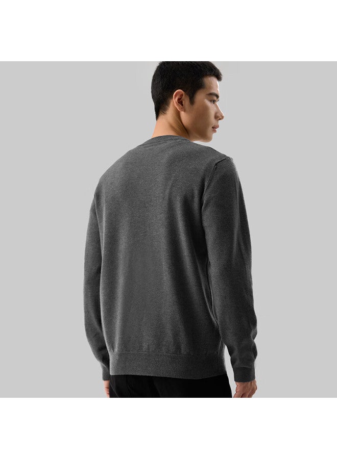 Markless Men's Sweater, Autumn And Winter Warm Round Neck Knit Pullover Casual Inner Layer Base Shirt 0710 Gray, L - Image 3
