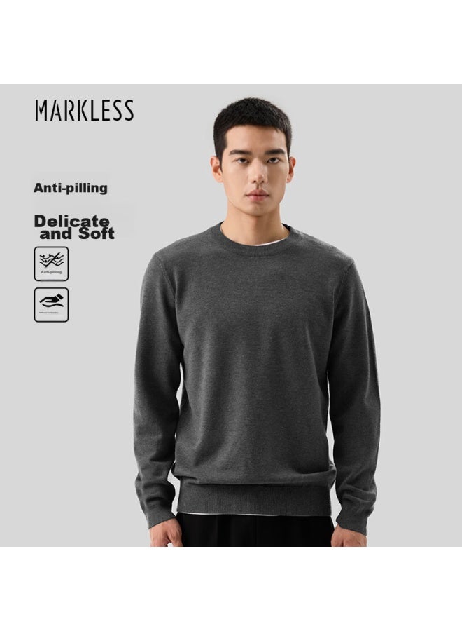 Markless Men's Sweater, Autumn And Winter Warm Round Neck Knit Pullover Casual Inner Layer Base Shirt 0710 Gray, L - Image 1