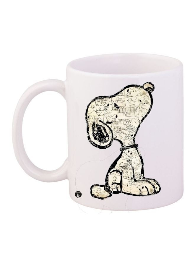 RYN Snoopy Printed Coffee Mug White/Beige/Black 11ounce