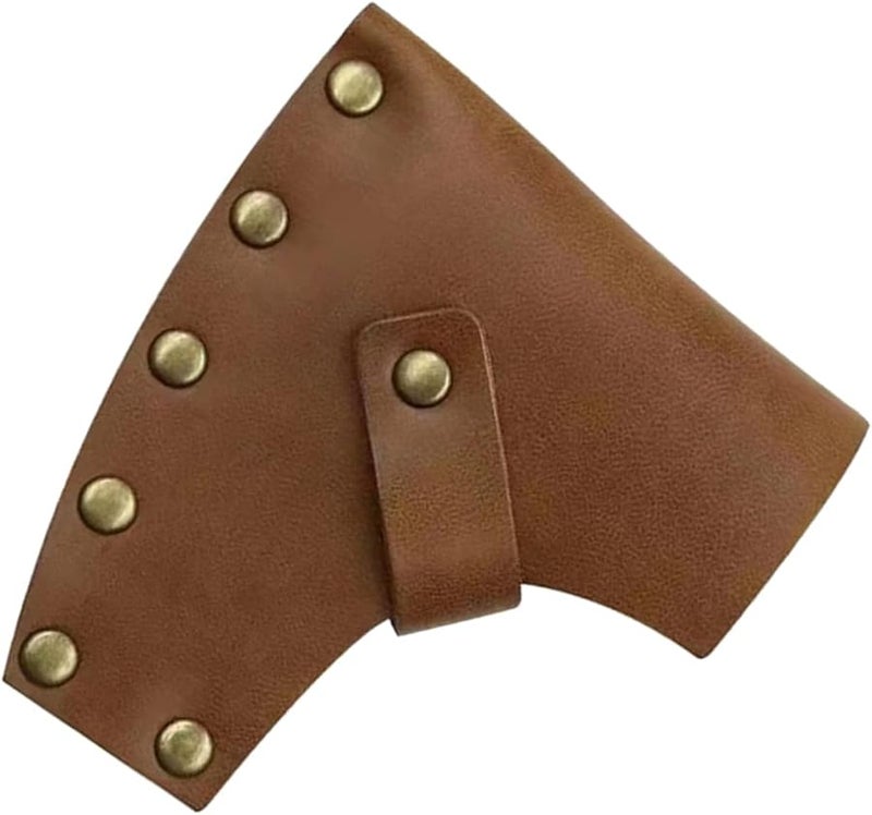 Light Brown Leather Double Bit Axe Sheath Cover Protective Sleeve for Camping Tools - Image 1