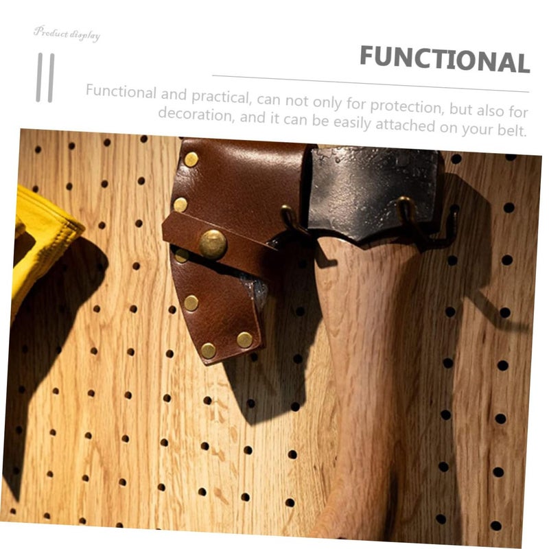 Light Brown Leather Double Bit Axe Sheath Cover Protective Sleeve for Camping Tools - Image 3