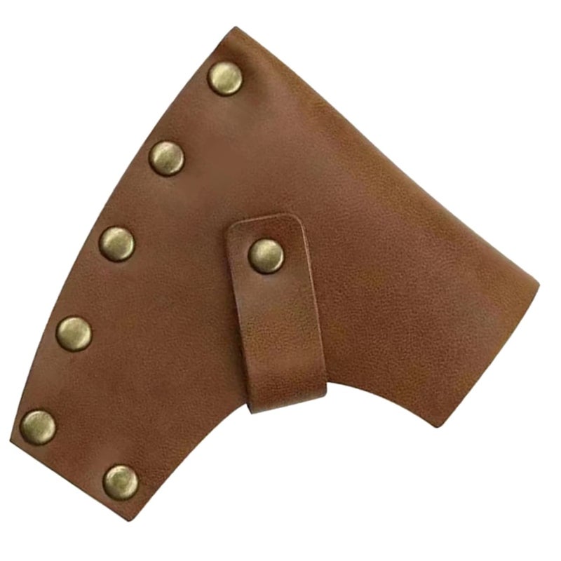 Light Brown Leather Double Bit Axe Sheath Cover Protective Sleeve for Camping Tools - Image 2