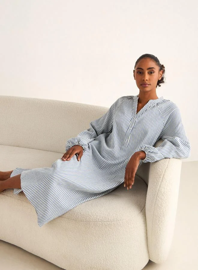 سبلاش فيڤ فستان ميدي مخطط بأكمام طويلة