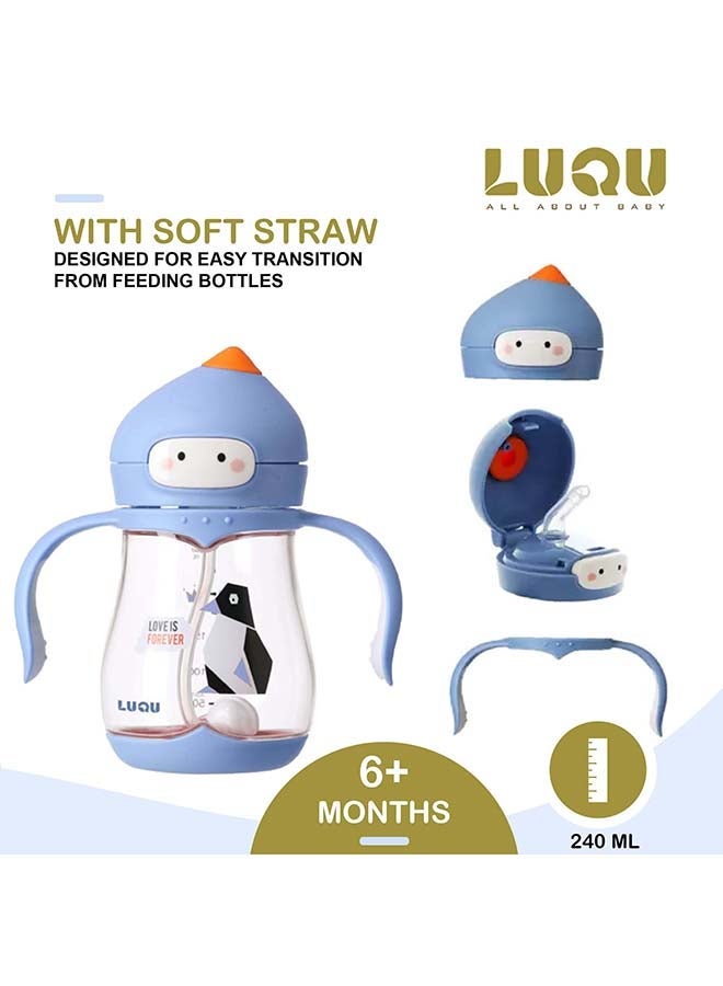 LuQu Straw Cup Tritan 240ml Blue - Image 3