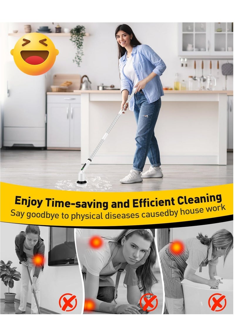 general Electric Spin Scrubber, Shower Scrubber with Extendable 53.3'' Arm | Dual-Speed, 3 Brush Heads | Versatile Power Scrubber for Bathroom, Shower, Tub, Tile, and Car - Image 2