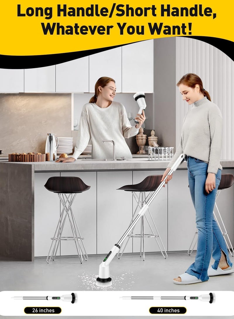 general Electric Spin Scrubber, Shower Scrubber with Extendable 53.3'' Arm | Dual-Speed, 3 Brush Heads | Versatile Power Scrubber for Bathroom, Shower, Tub, Tile, and Car - Image 5