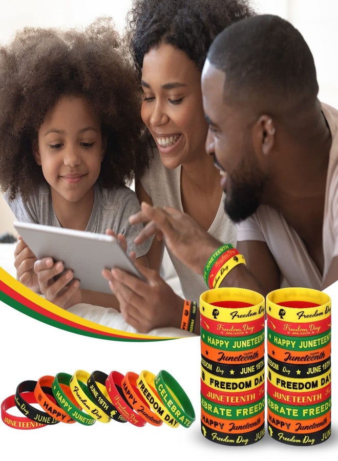 Kigeli 300 Pcs Juneteenth Party Rubber Bracelets Black American Independence Day Holiday Party Supplies Freedom Day Patriotic Supplies Goodie Bag Stuffers Fillers Silicone Wristbands - Image 4