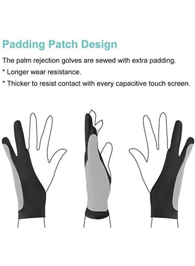 Artists Gloves 2 Pack Palm Rejection Gloves With Two Fingers For Paper Sketching Ipad Graphics Drawing Tablet Suitable For Left And Right Hand Medium  - Image 2