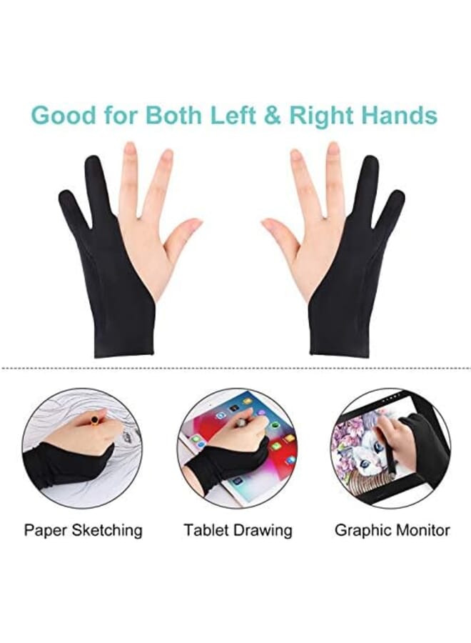 Artists Gloves 2 Pack Palm Rejection Gloves With Two Fingers For Paper Sketching Ipad Graphics Drawing Tablet Suitable For Left And Right Hand Medium  - Image 4