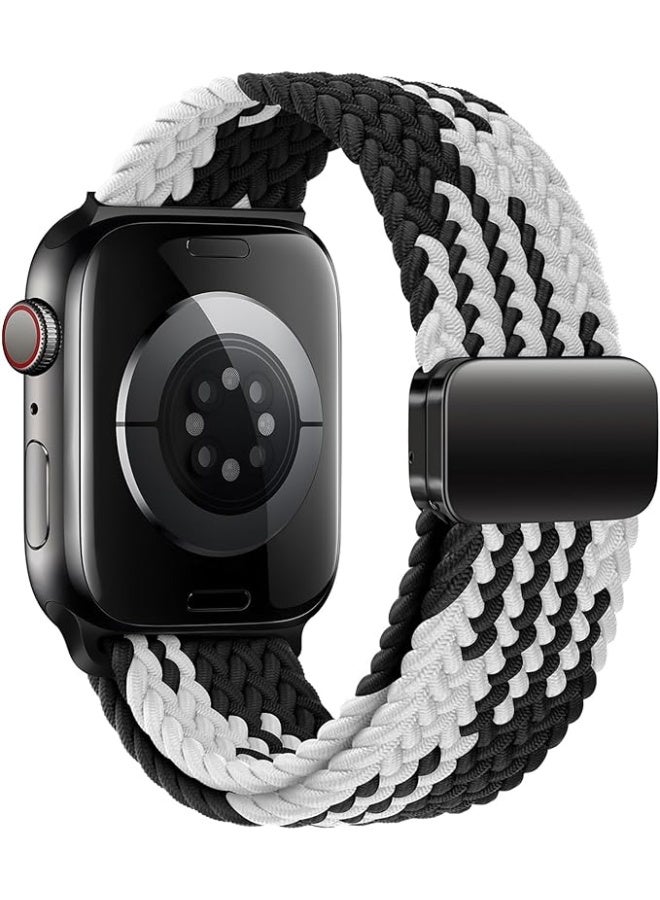 Sport Solo Loop Compatible with Apple Watch Band 42mm 44mm 45mm 46mm 49mm, Magnetic Stretchy Braided Strap Wristband for iWatch Series 10 9 8 7 6 5 4 3 Ultra 2 1 SE, Women Men Replacement Watch Band - Image 2