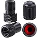 MEAJOO 2PCS Presta Valve Adapter Aluminum Convert Presta to Schrader Adaptor Inflate Tire Using Standard Pump or Air Compressor for Bikes 2 x Black Tire Valve CapsReticulated Grain Style Black - Image 2