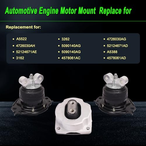 SHICHU Set of 3 Engine Motor Mount Compatible with 2011-2022 Charger Challenger 11-22 Chrysler 300 3.6L 5.7L Replace for 5090140AG 52124671AE A5522 A5388 3262 3162 - Image 3