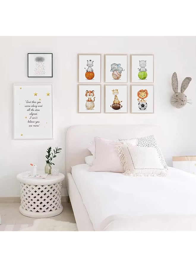 erorex Baby Boy Wall Art Set Of 6 Nursery Sports Prints Decor Nursery Animal Wall Art Boys Nursery Canvas Wall Art Jungle Safari Wall Art Boy Room Bedroom Wall Art Woodland Animal Pictures 8X10 Inch Unframed - Image 5