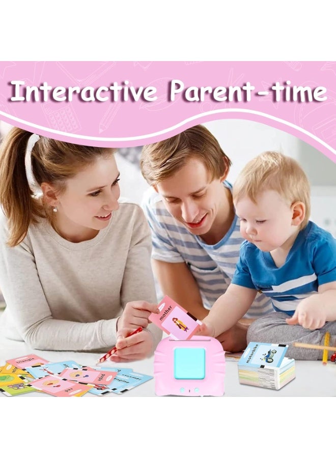 بطاقات فلاش تتحدث باللغتين العربية والإنجليزية للأطفال لتعلم الأبجدية، لتعلم حروف العربية، 224 كلمة أساسية مألوفة، لعبة تعليمية عربية للرضع (وردي) - Image 2