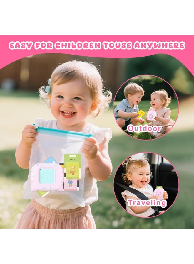 بطاقات فلاش تتحدث باللغتين العربية والإنجليزية للأطفال لتعلم الأبجدية، لتعلم حروف العربية، 224 كلمة أساسية مألوفة، لعبة تعليمية عربية للرضع (وردي) - Image 4