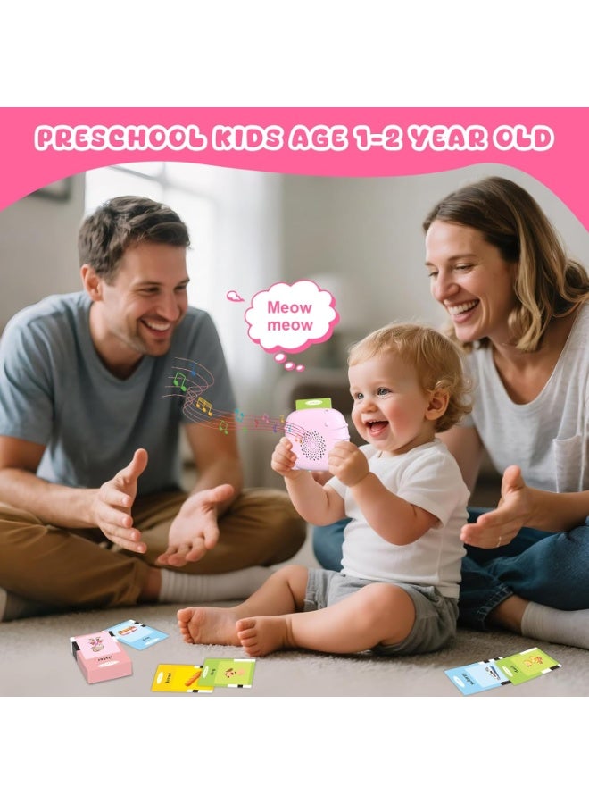 بطاقات فلاش تتحدث باللغتين العربية والإنجليزية للأطفال لتعلم الأبجدية، لتعلم حروف العربية، 224 كلمة أساسية مألوفة، لعبة تعليمية عربية للرضع (وردي) - Image 3