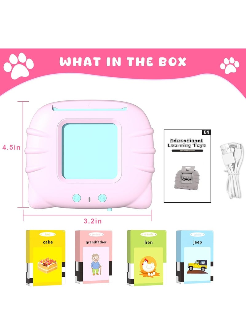 بطاقات فلاش تتحدث باللغتين العربية والإنجليزية للأطفال لتعلم الأبجدية، لتعلم حروف العربية، 224 كلمة أساسية مألوفة، لعبة تعليمية عربية للرضع (وردي) - Image 5