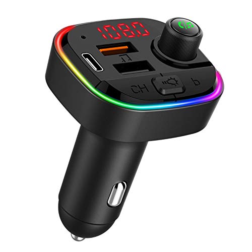 OHITEC Bluetooth FM Transmitter for Car, QC3.0 & USB-C PD 18W Quick Charger & 7 Colors LED Backlit Car Radio Bluetooth Adapter, MP3 Music Player with EQ Mode, Supports USB Disk - Image 1
