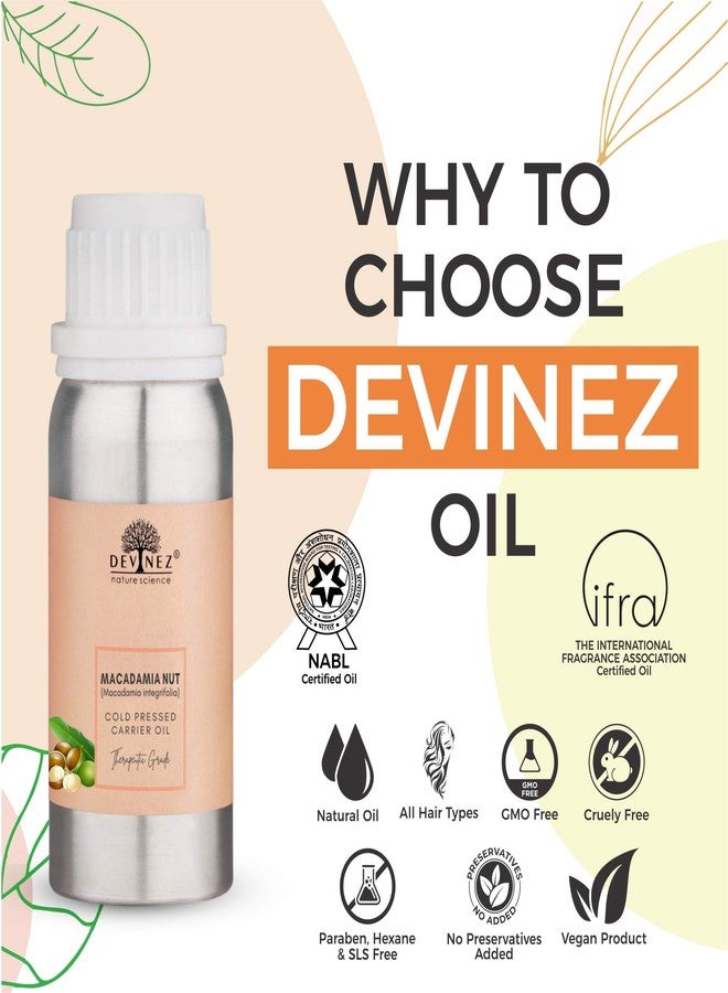 Devinez Macadamia Nut Cold-Pressed Oil -100ml, (NABL & IFRA Certified) - 100% Pure, Natural & Undiluted in Anodized Aluminum Bottle - Oleic Acid (Omega 9), for Healthy Hair, prevent wrinkles, age spots and other signs of aging - Image 1