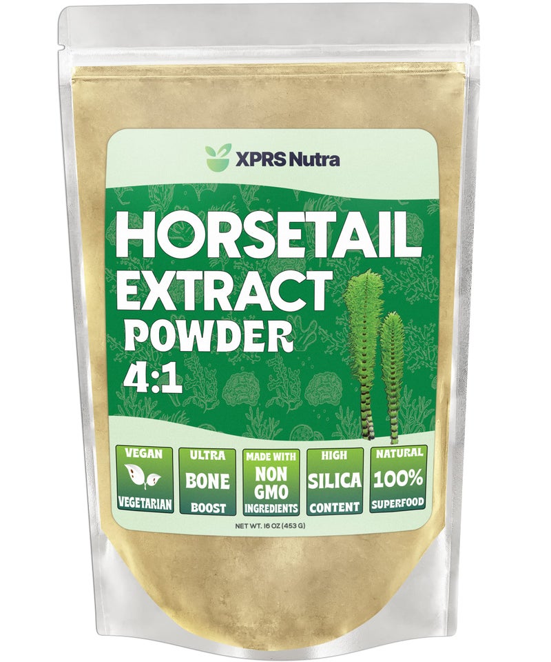 XPRS Nutra Horsetail Extract Powder for Hair Nails and Bones High Potency Horsetail Root Powder High Silica Content for Maximum Results Vegan Friendly Horstail Extract 16 oz