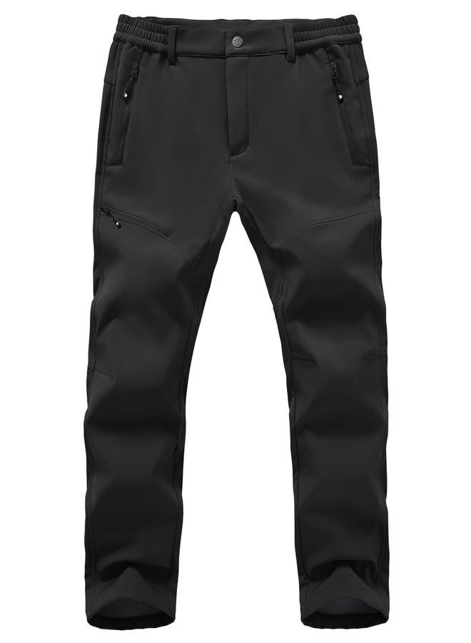 Rdruko Men's Snow Pants Waterproof Insulated Winter Ski Hiking Fleece Lined Outdoor Softshell Pants,Black,32 - Image 1