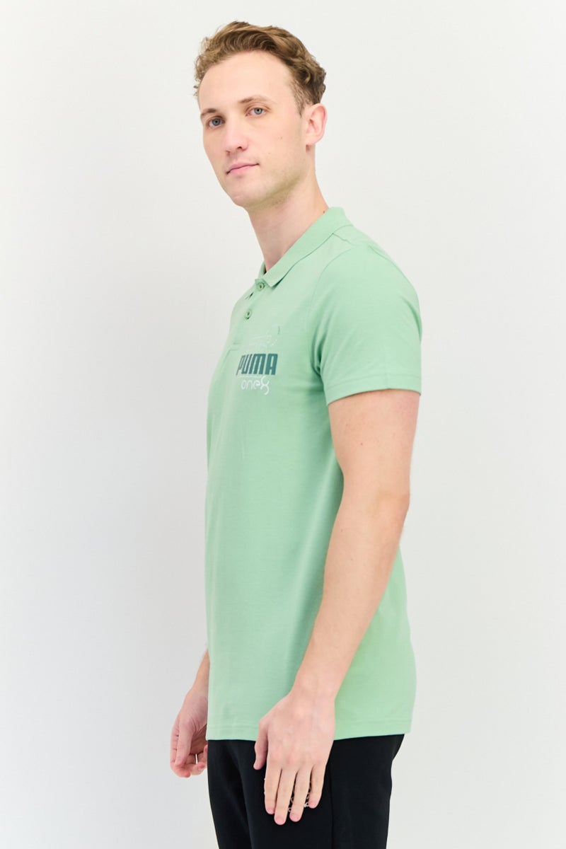 Puma x One8 Men Slim Fit Short Sleeves Outdoor Polo Shirt, Mint Green - Image 2
