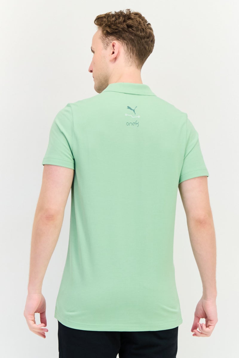 Puma x One8 Men Slim Fit Short Sleeves Outdoor Polo Shirt, Mint Green - Image 3
