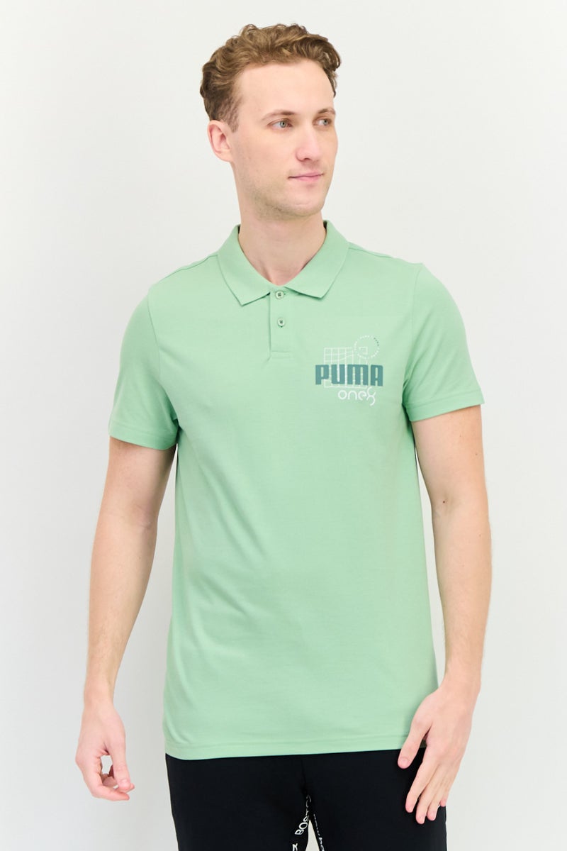 Puma x One8 Men Slim Fit Short Sleeves Outdoor Polo Shirt, Mint Green - Image 1