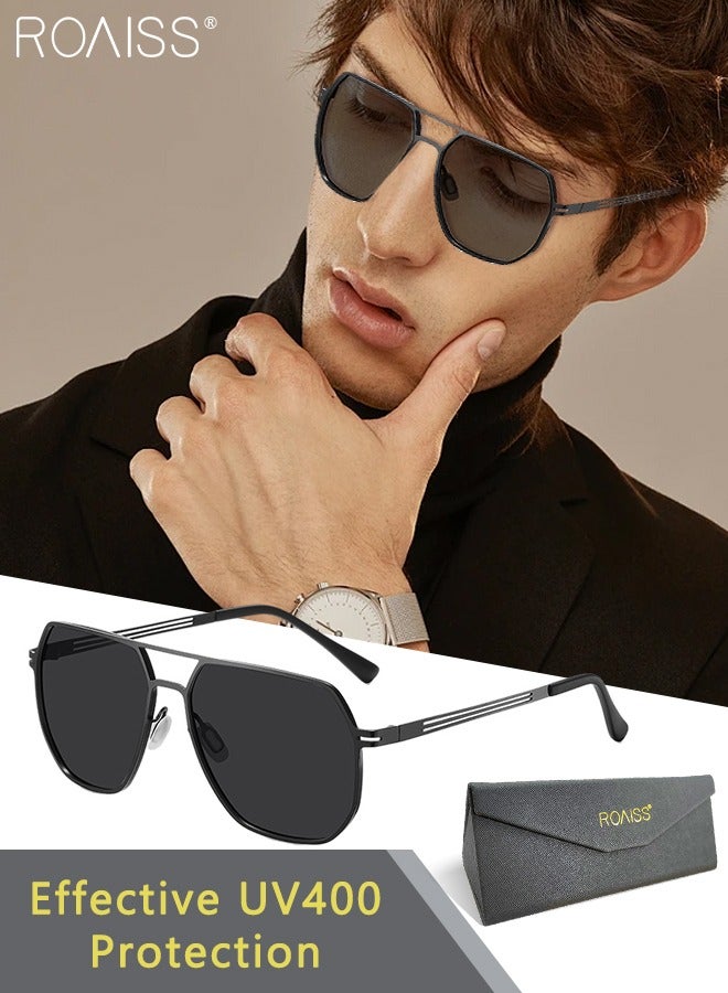 roaiss Men's Polarized Aviator Sunglasses, UV400 Protection Sun Glasses with Stainless Steel Frame, Fashion AntiGlare Sun Shades for Men Driving, Fishing, Golfing, Traveling, 58mm - Image 1